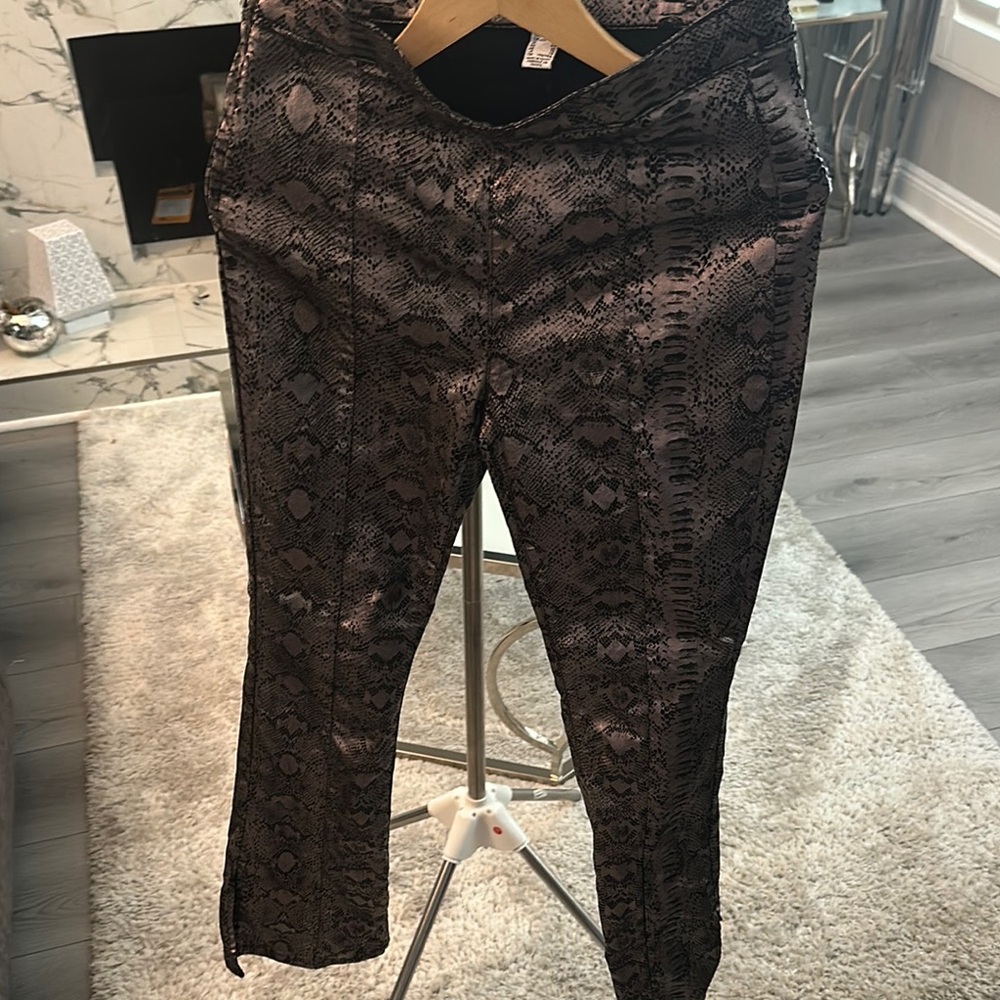 Forever 21 Snake Print Boot Cut Pants - Black and Gray